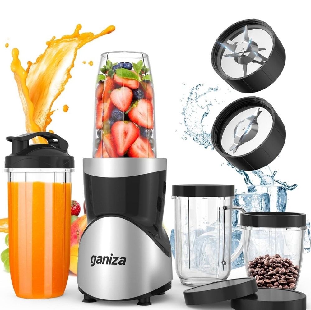 New Smoothie Blender Ganiza Silver and Black Blender Set